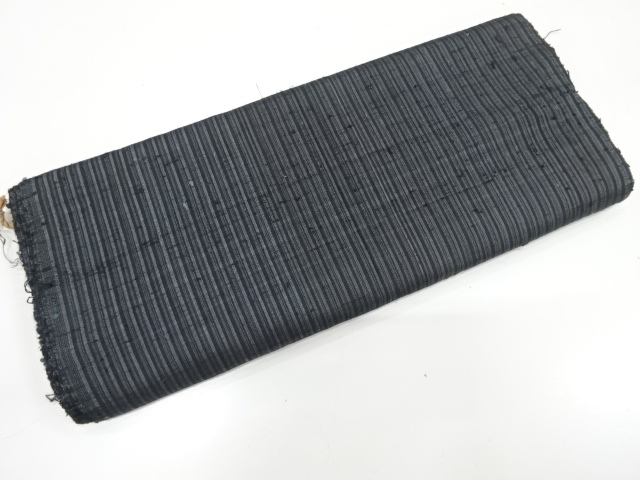 アンティーク　手織り節紬　縞模様織り出し　着尺反物